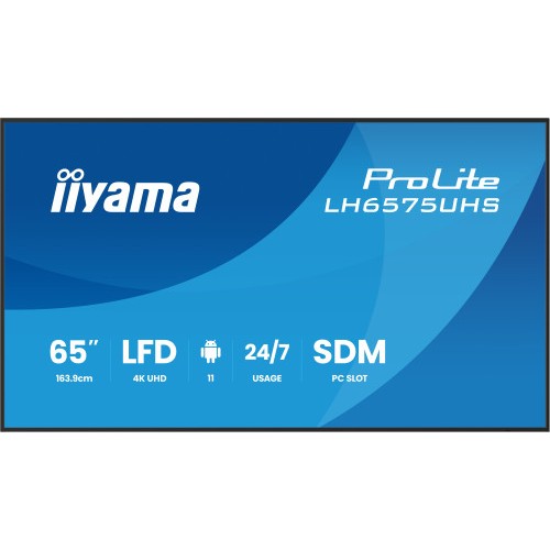 28923-MONITOR IIYAMA 65" (LH6575UHS-B1AG)3840X2160, UHD IPS PANEL, OPERACION 24/7 500CD/M, LANDSCAPE PORTRAIT, SIGNAL FA
