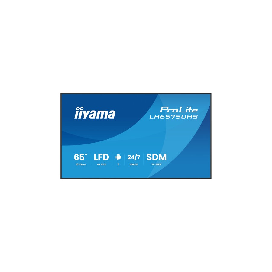 28923-MONITOR IIYAMA 65" (LH6575UHS-B1AG)3840X2160, UHD IPS PANEL, OPERACION 24/7 500CD/M, LANDSCAPE PORTRAIT, SIGNAL FA 28923-MONITOR IIYAMA 65" (LH6575UHS-B1AG)3840X2160, UHD IPS PANEL, OPERACION 24/7 500CD/M, LANDSCAPE PORTRAIT, SIGNAL FA