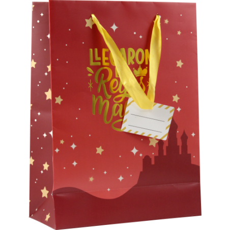 29972-BOLSA PAPEL REYES MAGOS S (24X10X32 CM) FOIL CON TARJETA COLGANTE COLORES SURTIDOS BISMARK 333601