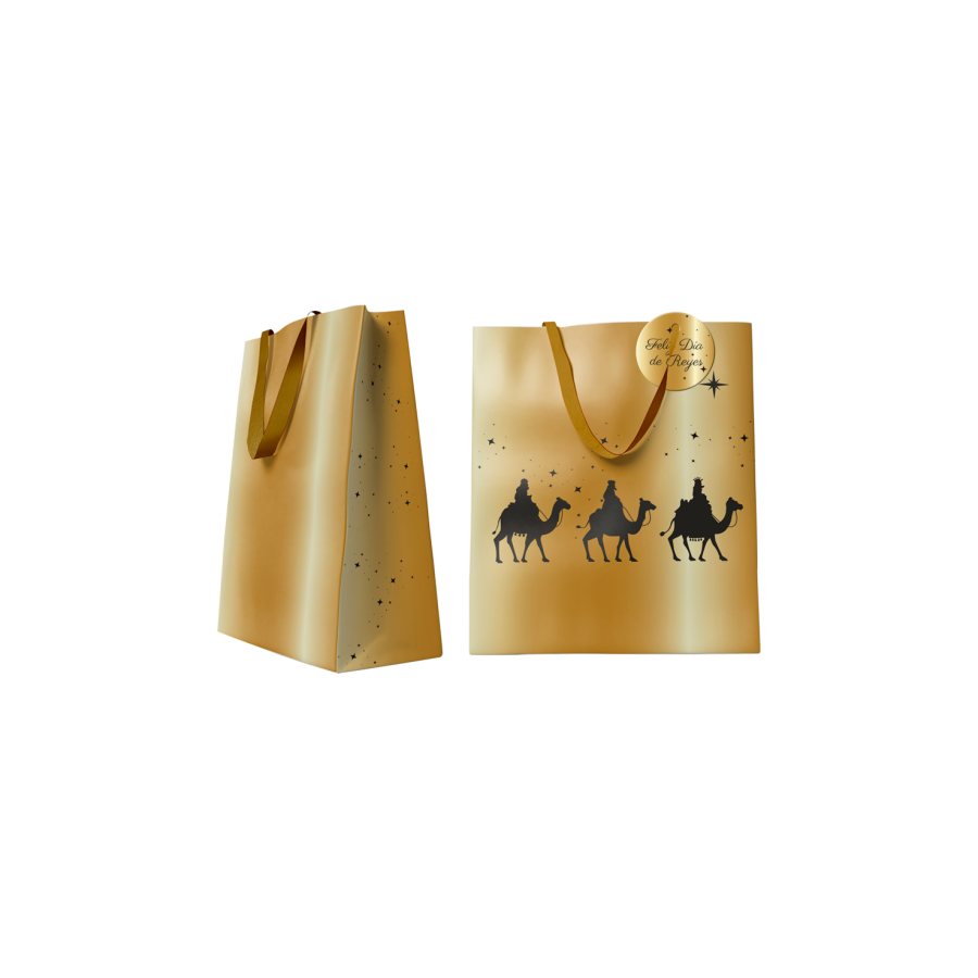29981-BOLSA DORADA PAPEL REYES MAGOS M (26x12x37 CM) CON TARJETA COLGANTE BISMARK 333672 29981-BOLSA DORADA PAPEL REYES MAGOS M (26x12x37 CM) CON TARJETA COLGANTE BISMARK 333672