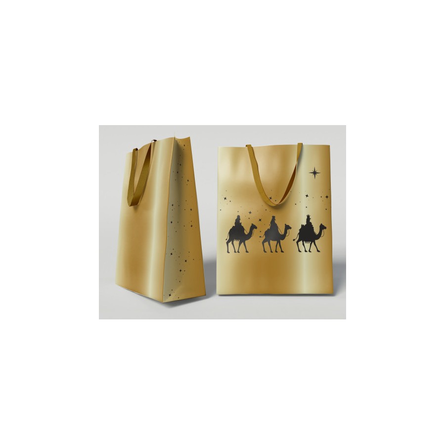29982-BOLSA DORADA PAPEL REYES MAGOS S (24X10X32 CM) CON TARJETA COLGANTE BISMARK 333673 29982-BOLSA DORADA PAPEL REYES MAGOS S (24X10X32 CM) CON TARJETA COLGANTE BISMARK 333673