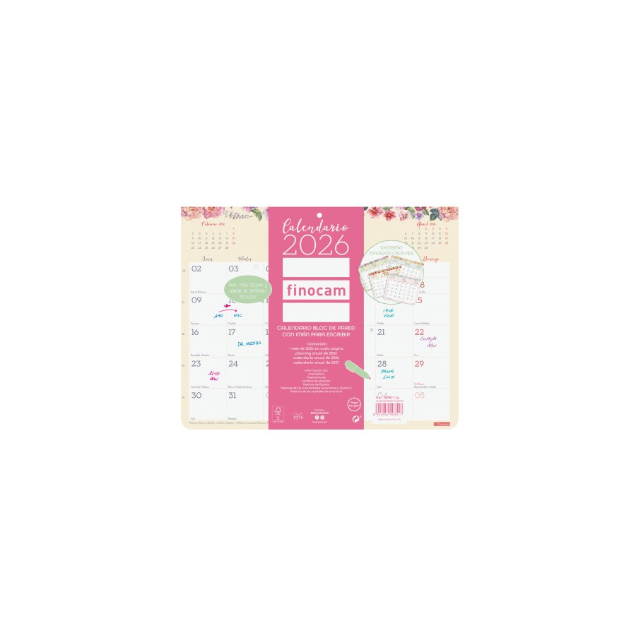 30305-CALENDARIO 2026 PARED IMAN TRENDY DESIGN ESCRIBIR 250X200MM FINOCAM 787510126 30305-CALENDARIO 2026 PARED IMAN TRENDY DESIGN ESCRIBIR 250X200MM FINOCAM 787510126