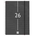 30474-AGENDA 2026 BASIC YEAR E40 210X297MM SEMANA VISTA HORIZONTAL NEGRO FINOCAM 741466026