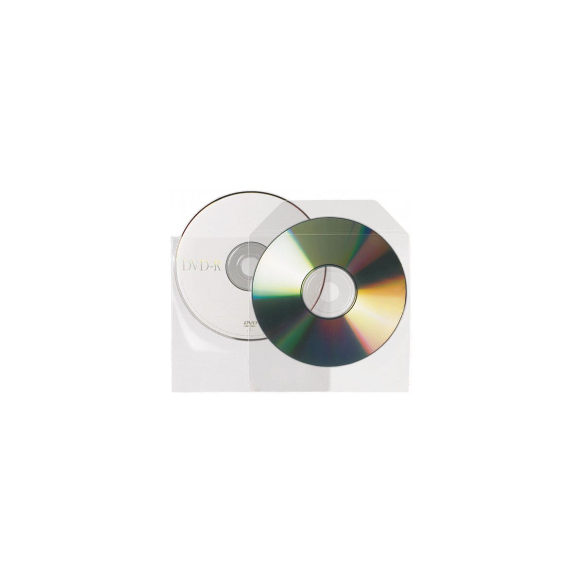 PACK DE 25 FUNDAS CD DVD PP TRANSPARENTE NO ADHESIVAS CON SOLAPA 3L 10295