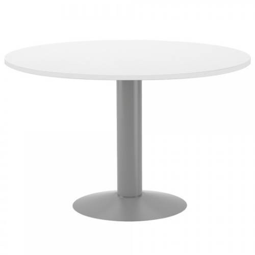 3085-MESA DE REUNIONES REDONDA 120CM DE DIAMETRO. ALTURA 72CM. COLOR: PATA METALICA GRIS / TABLERO BLANCO ROCADA 3006AT0
