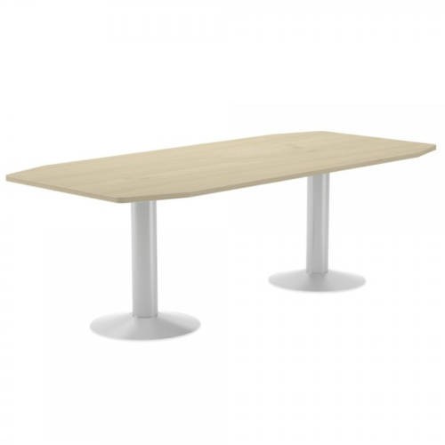 3099-MESA DE REUNIONES 220X100X72CM. COLOR: PATA METALICA BLANCA / TABLERO HAYA ROCADA 3003ATW01