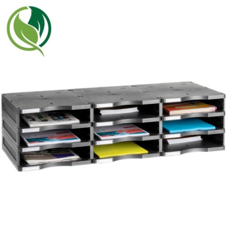 31348-MODULO SOSTENIBLE DE CLASIFICACION 9 COMPARTIMENTOS 360X900X240 MM COLOR NEGRO ARCHIVO 2000 6533 NE