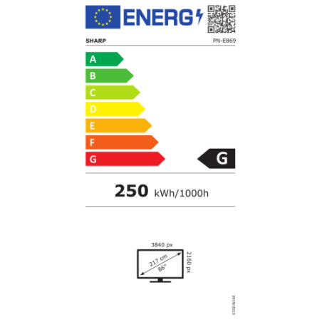 31357-SHARP-NEC MULTISYNC E869 86" E SERIES LFD, UHD, 400CD/M2, DIRECT LED BACKLIGHT, 18/7 PROOF, MEDIA PLAYER (60006186