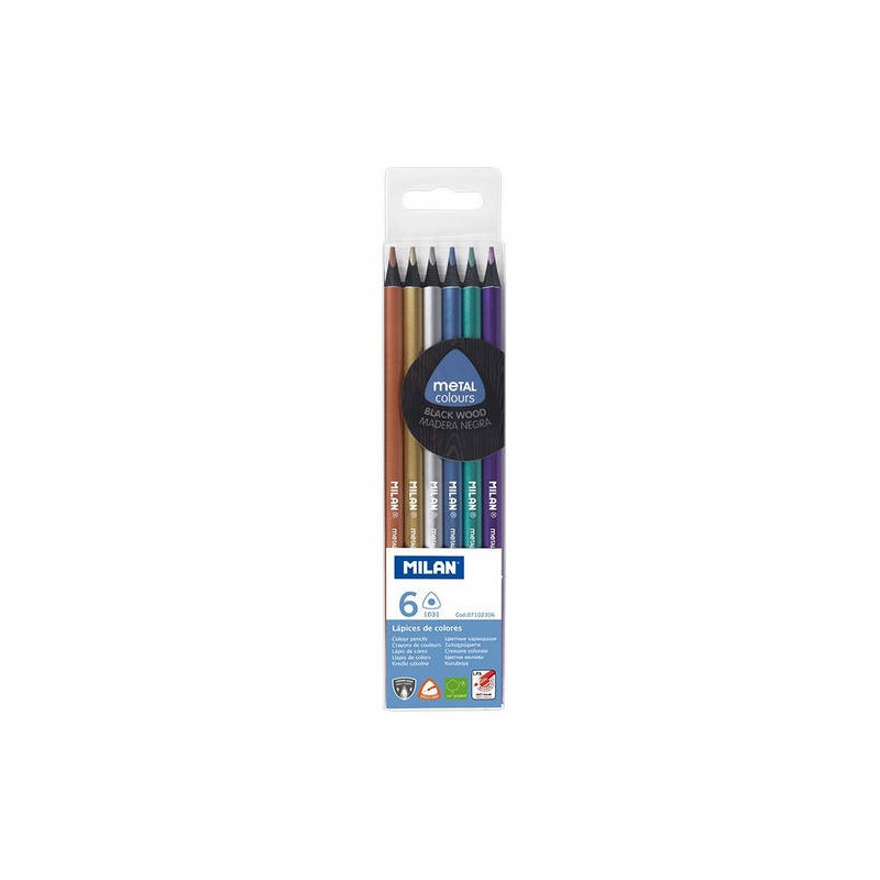 3163-ESTUCHE DE 6 LAPICES DE COLORES METALICOS MILAN 07102306