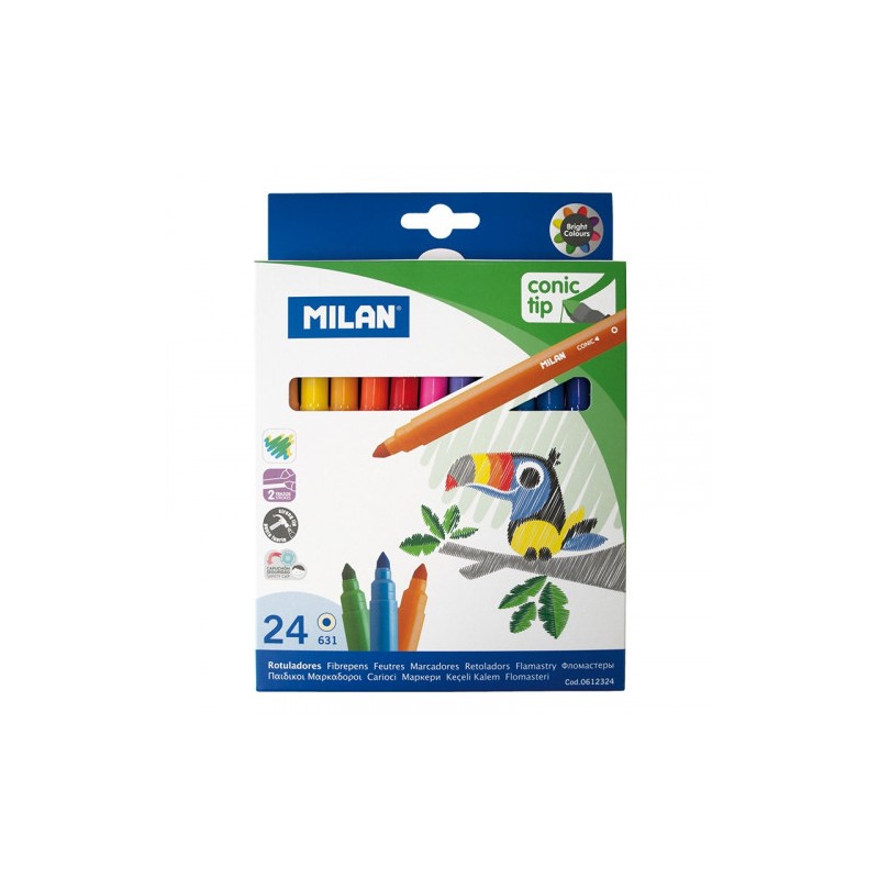 3166-CAJA 24 ROTULADORES PUNTA CONICA BASE AGUA MILAN 0612324 3166-CAJA 24 ROTULADORES PUNTA CONICA BASE AGUA MILAN 0612324