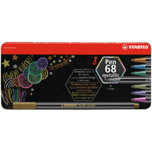 3193-ESTUCHE METAL 6 UNIDADES PEN 68 METALLIC COLORES SURTIDOS STABILO 6808/8-31