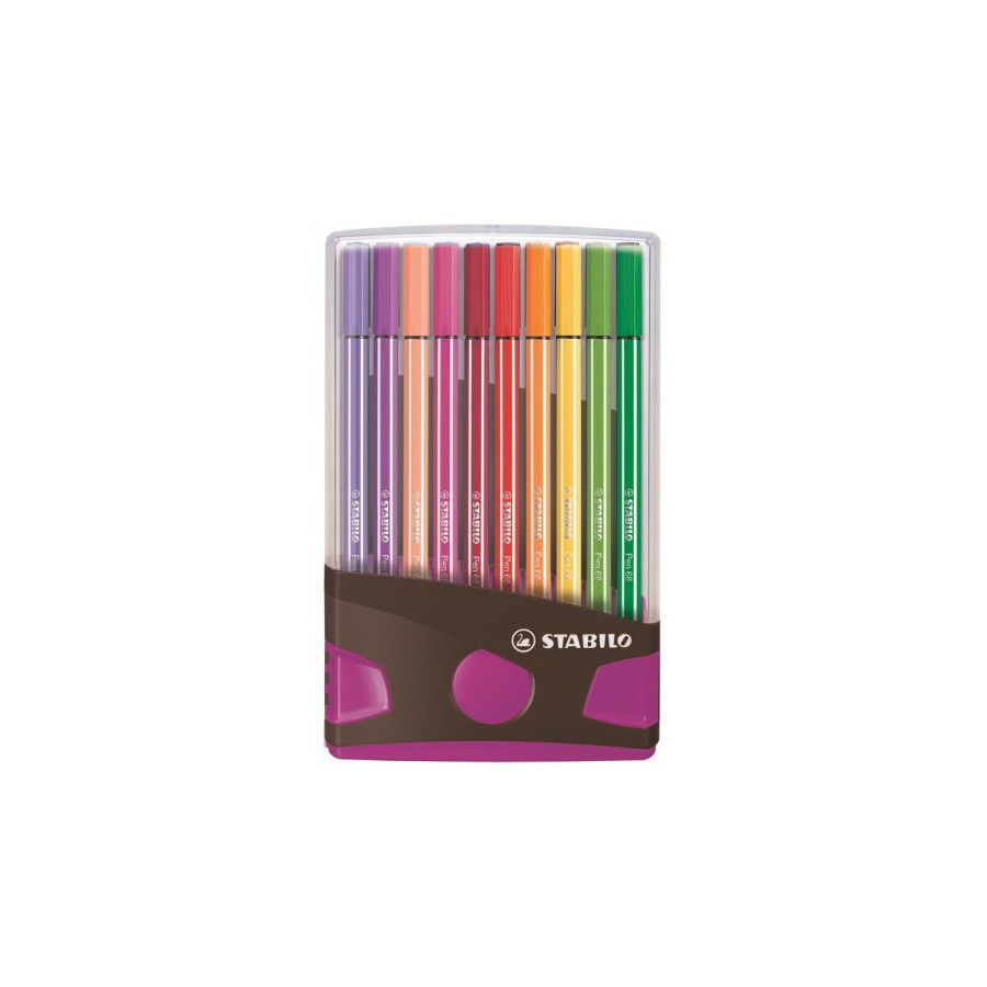 3195-CAJA 20 ROTULADORES PEN 68 COLORPARADE PUNTA 1 MM ANTRACITA/ROSA STABILO 6820-04-03