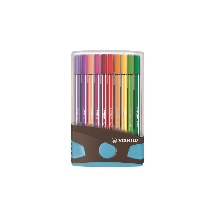 3196-CAJA 20 ROTULADORES PEN 68 COLORPARADE PUNTA 1 MM ANTRACITA/AZUL STABILO 6820-04-04