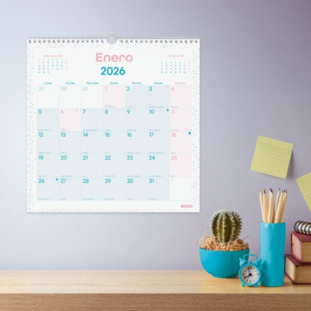 32066-CALENDARIO 2026 PARED TRENDY CHIC ESCRIBIR 300X300MM TURQUESA FINOCAM 787005826