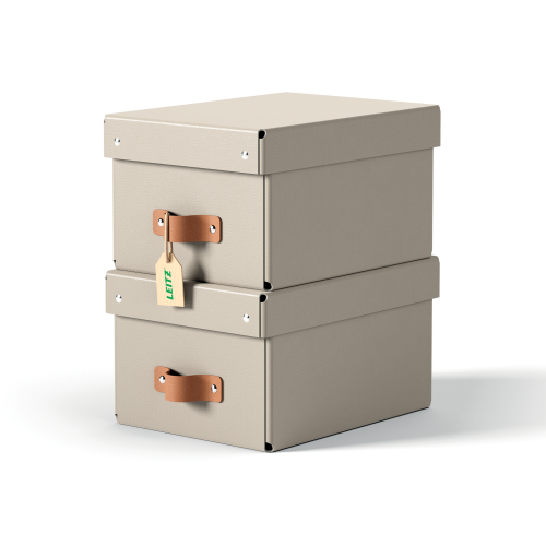 32210-PACK 2 CAJAS DE ALMACENAMIENTO CARTON PEQUENA COLOR BEIGE LEITZ 61470012