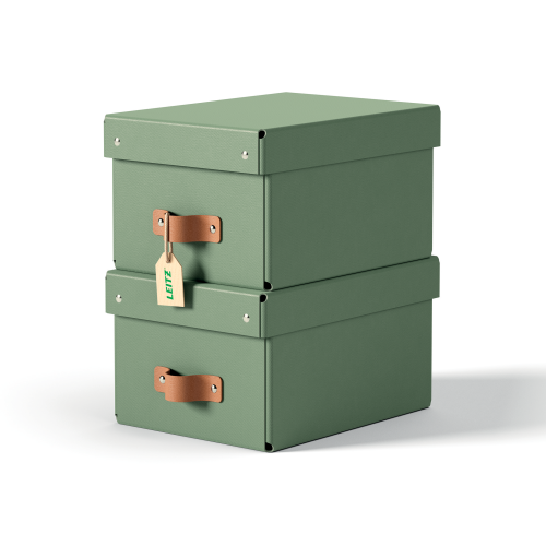 32212-PACK 2 CAJAS DE ALMACENAMIENTO CARTON PEQUENA COLOR VERDE LEITZ 61470050
