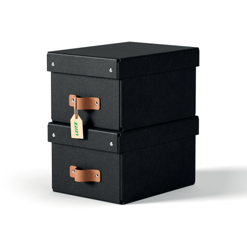 32216-PACK 2 CAJAS DE ALMACENAMIENTO CARTON PEQUENA COLOR NEGRO LEITZ 61470095