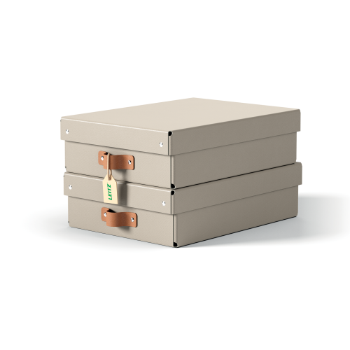 32218-PACK 2 CAJAS DE ALMACENAMIENTO CARTON MEDIANA BAJA COLOR BEIGE LEITZ 61480012