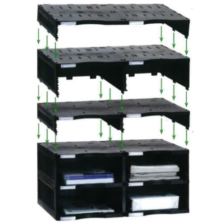 32389-MODULO SOSTENIBLE DE CLASIFICACION 4 COMPARTIMENTOS 360X600X165 MM. COLOR NEGRO ARCHIVO 2000 6522 NE