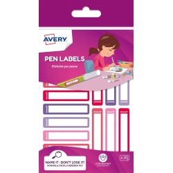 3240-SOBRE 30 ETIQUETAS ADHESIVAS PERMANENTE 50X10MM ROSA Y VIOLETA AVERY RESMI30F-UK