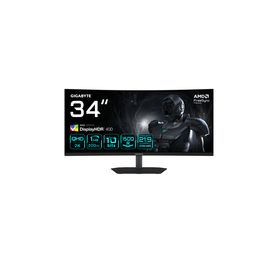 32404-GIGABYTE G34WQC2 Monitor Gaming Curvo 34" WQHD - 3440 x 1440, 1500R, 200Hz, 1ms, 450 cd/m2, AMD FreeSync Premium, 32404-GIGABYTE G34WQC2 Monitor Gaming Curvo 34" WQHD - 3440 x 1440, 1500R, 200Hz, 1ms, 450 cd/m2, AMD FreeSync Premium,