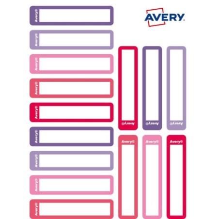 3241-SOBRE 30 ETIQUETAS ADHESIVAS PERMANENTE 50X10MM ROSA Y VIOLETA AVERY RESMI30F-UK