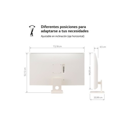 32414-LG MONITOR (32SR50F-W) SMART MONITOR 32" WEBOS 23. PANEL IPS (NORMAL): 1920X1080, SRGB 99%, 250NITS, 3000:1, DIAG.
