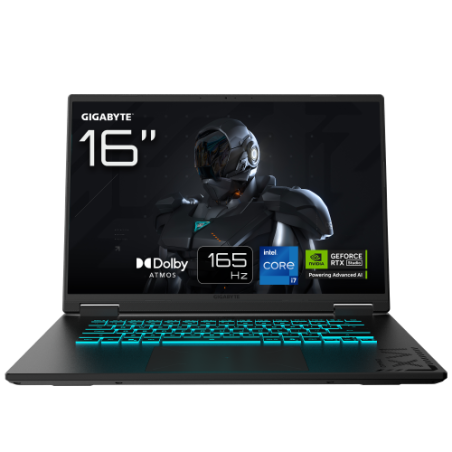 32811-GIGABYTE GAMING A16 Portatil - 16", 165Hz WUXGA, Intel Core i7-13620H, RTX 5050, 16GB DDR5 5200MHz, SSD Gen4 de 1T