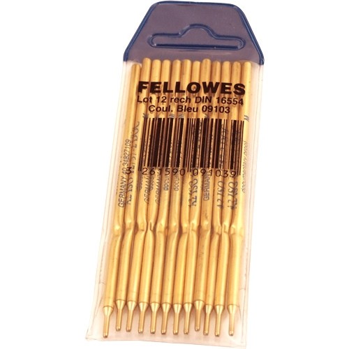 332-PACK 12 RECAMBIOS PARA BOLIGRAFO PEANA AZUL FELLOWES 0910301