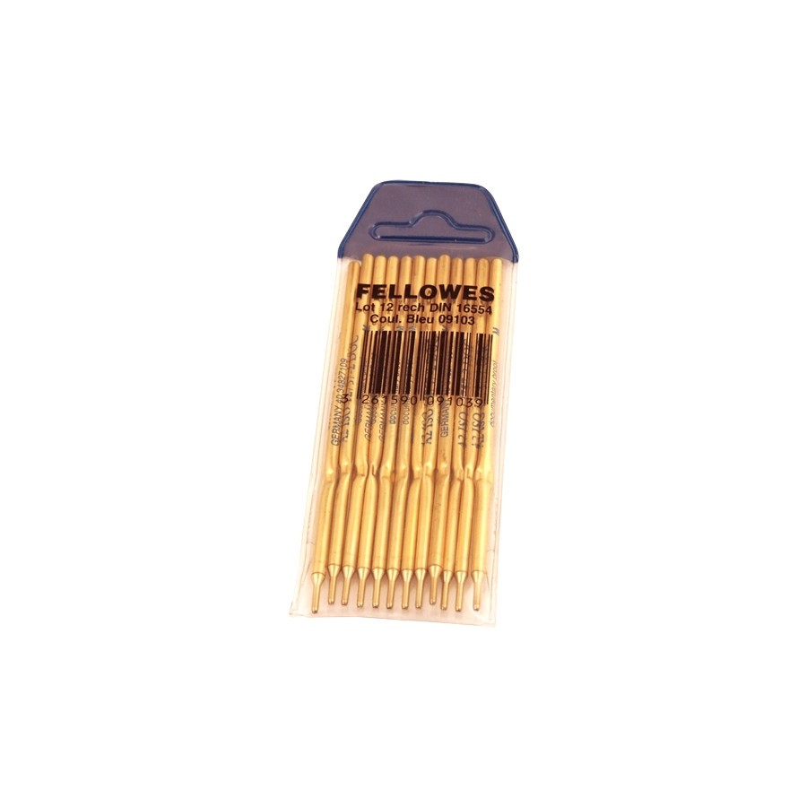 332-PACK 12 RECAMBIOS PARA BOLIGRAFO PEANA AZUL FELLOWES 0910301