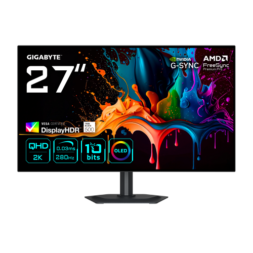 33239-GIGABYTE MO27Q28G Monitor Gaming OLED 27" QHD - 2560 x 1440, 280Hz, 0,03ms, 335 cd/m2, Display HDR True Black 500,