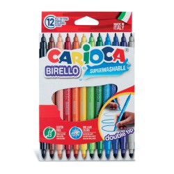 3344-CAJA 12 ROTULADORES COLORES DOBLE PUNTA BIRELLO CARIOCA 41457