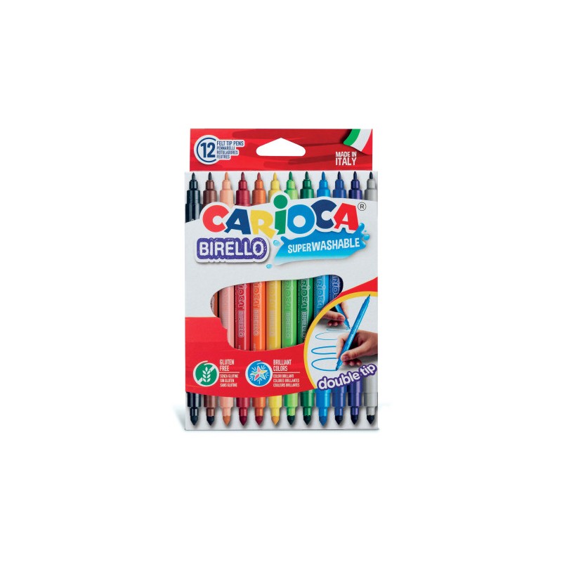 3344-CAJA 12 ROTULADORES COLORES DOBLE PUNTA BIRELLO CARIOCA 41457