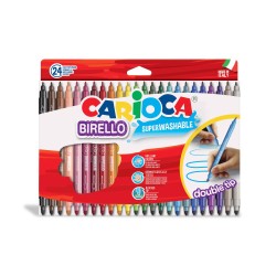 3345-CAJA 24 ROTULADORES COLORES DOBLE PUNTA BIRELLO CARIOCA 41521
