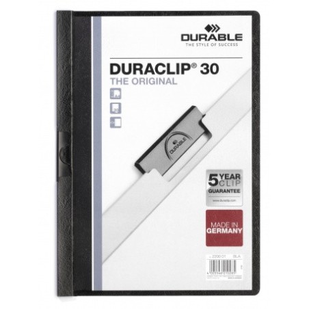3431-DOSSIER CON CLIP 30 H A4 NEGRO DURABLE 2200-01