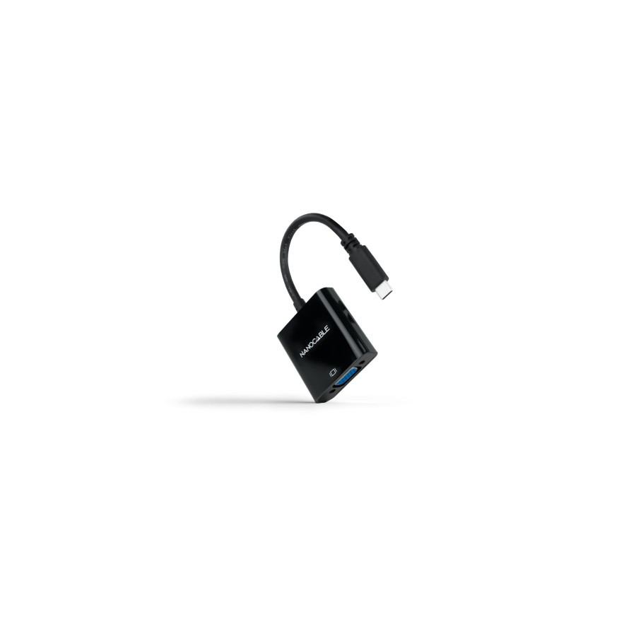 34377-Nanocable Conversor USB-C a VGA, USB-C/M-VGA/H, Negro, 10 cm