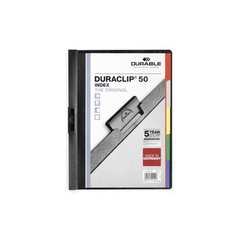 3443-DOSSIER CON CLIP ORIGINAL INDEX A4 CAPACIDAD 50H NEGRO DURABLE 2234-01 3443-DOSSIER CON CLIP ORIGINAL INDEX A4 CAPACIDAD 50H NEGRO DURABLE 2234-01