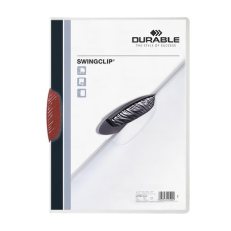 3445-DOSSIER CON CLIP SWINGCLIP 30 H A4 ROJO DURABLE 2260-03