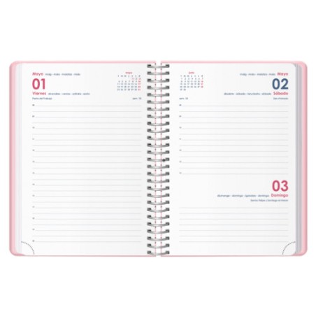 34724-AGENDA 2026 GLOSS ESPIRAL DIA PAGINA 12,5 X 18 CM. ROSA DOHE 12571 - 26