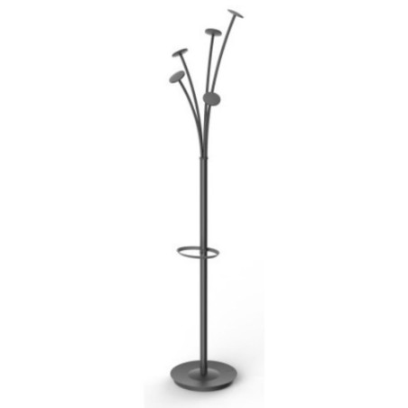 34824-PERCHERO DE PIE CON 5 GANCHOS GRANDES Y SOPORTE PARA PARAGUAS 355X1870 MM NEGRO ALBA ALPMFEST NE