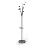 34824-PERCHERO DE PIE CON 5 GANCHOS GRANDES Y SOPORTE PARA PARAGUAS 355X1870 MM NEGRO ALBA ALPMFEST NE