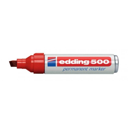 3505-MARCADOR PERMANENTE PUNTA BISELADA 2-7MM 500 ROJO EDDING 500-02