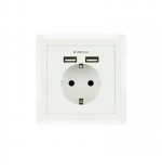35583-Nanocable Base de enchufe de pared tipo schuko con 2 tomas USB Max. 2.4A, blanca