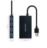 35590-Nanocable Hub USB 3.0 con 4 Puertos de USB 3.0, USB-A/M-USB 3.0/H, Negro, 15 cm