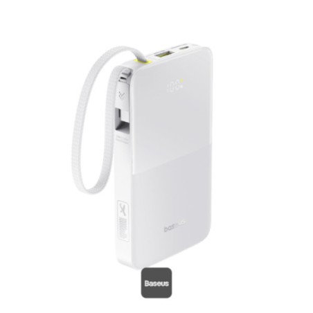36016-OS-BASEUS ENERFILL FP11 POWER BANK 10000MAH 15W MOON WHITE (INCLUDES SIMPLE TYPE-C TO TYPE-C CABLE 20V/3A 30CM WHI