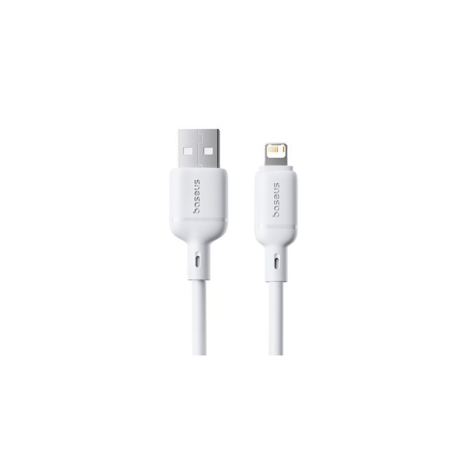 36028-OS-BASEUS SILKY SERIES FAST CHARGING CABLE USB TO IP 2.4A 1M MOON WHITE
