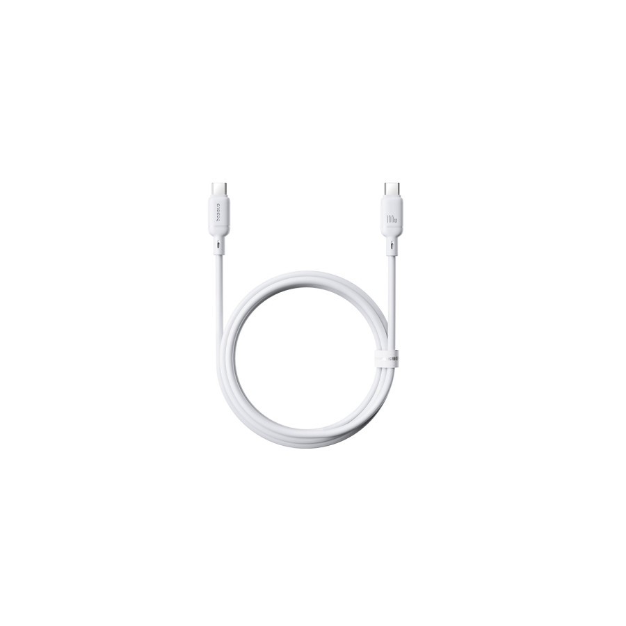 36030-OS-BASEUS SILKY SERIES FAST CHARGING CABLE TYPE-C TO TYPE-C 100W 1M MOON WHITE