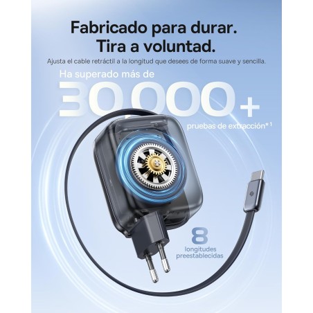 36047-OS-BASEUS ENERCORE CJ11 FAST CHARGER WITH RETRACTABLE CABLE 2C 45W EU COSMIC BLACK