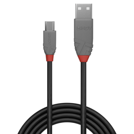 36578-Lindy 36733 cable USB USB 2.0 2 m USB A Micro-USB B Negro, Gris