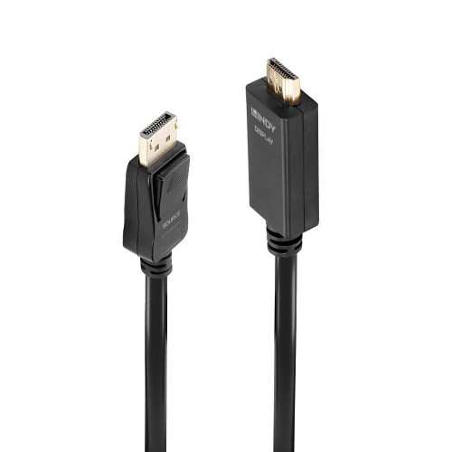 36687-Lindy 36921 adaptador de cable de video 1 m DisplayPort HDMI tipo A (Estandar) Negro